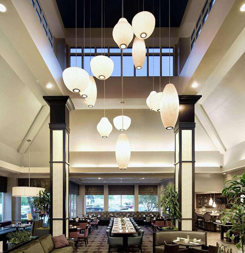 Photo of the lobby of the Hilton Garden Inn Auburn River Watch